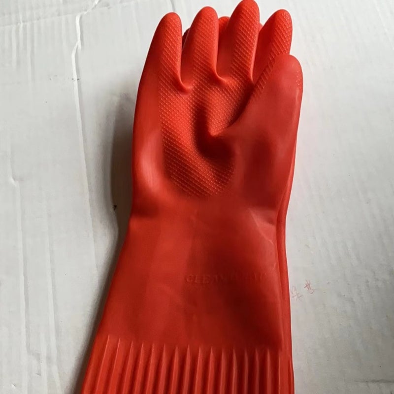 Winter long latex household gloves waterproof sunscreen soft thickening wholesale Yellow - Image 3