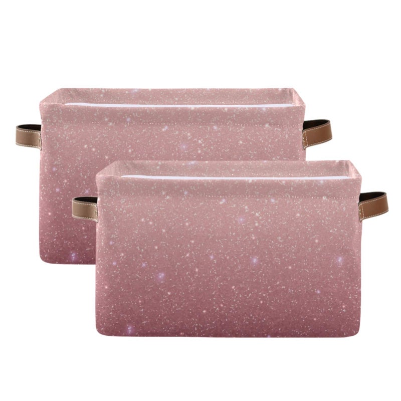 KEEPREAL Rose Gold Sequins Storage Basket Bin Large Cube Storage Box Canvas Collapsible Storage Organizer for Home Office Closet