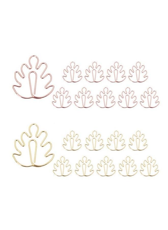 OWLFAVO - Monstera Shape 20Pcs Paper Clips With Clear Box Rose Gold And Yellow Gold Funny Cute Paperclips Bookmarks Planner Clips For Fun Office Supplies School Gifts Wedding Decoration - Image 1