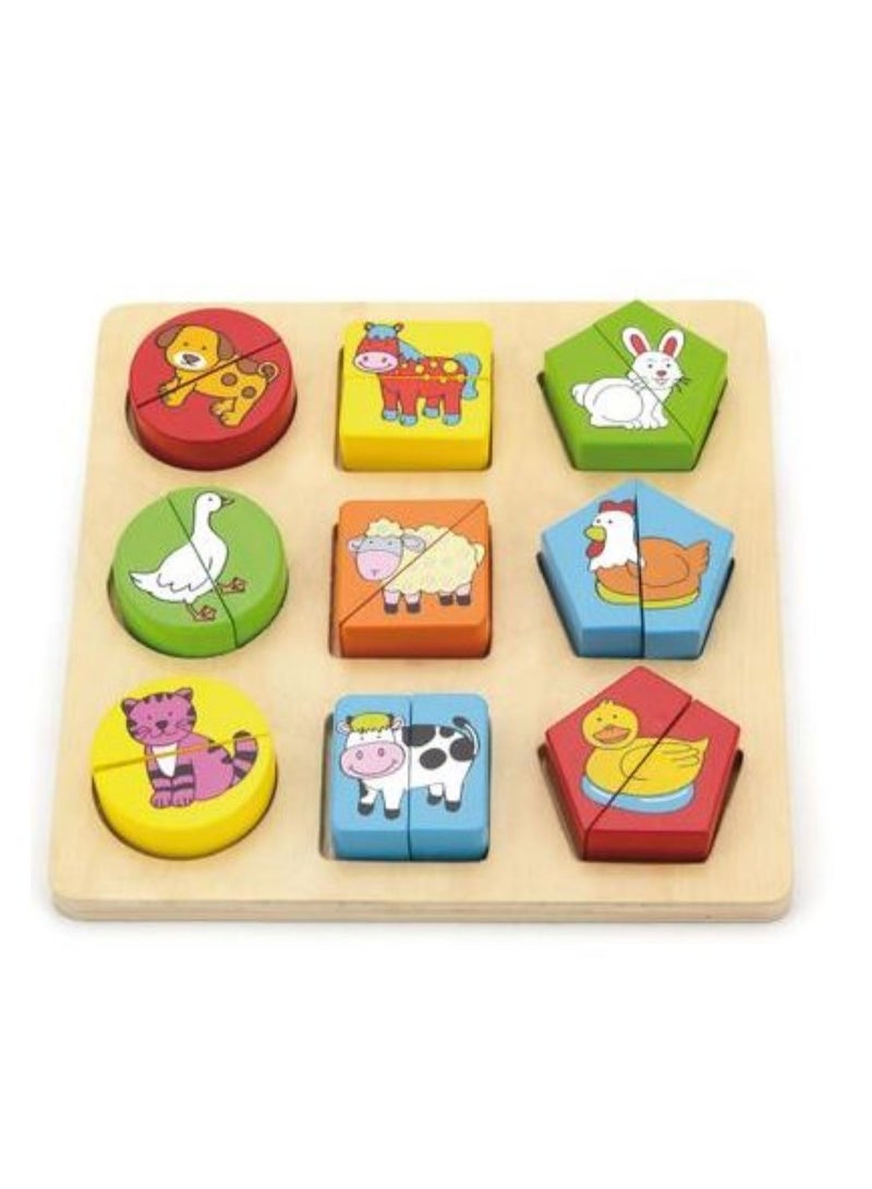 Viga Wooden Shape Block Puzzle – Colorful Animal Matching Game for Toddlers - Image 2
