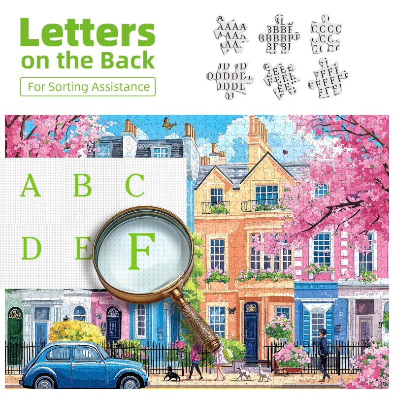 Blueforest Spring Sakura Blossom Street 1000 Piece Puzzles for Adults, Clearance Impossible Challenge Art Jigsaw Puzzles, for Gift Birthday Party Games Family, 27.5X19.7 Inch Dust Free Puzzle - Image 3