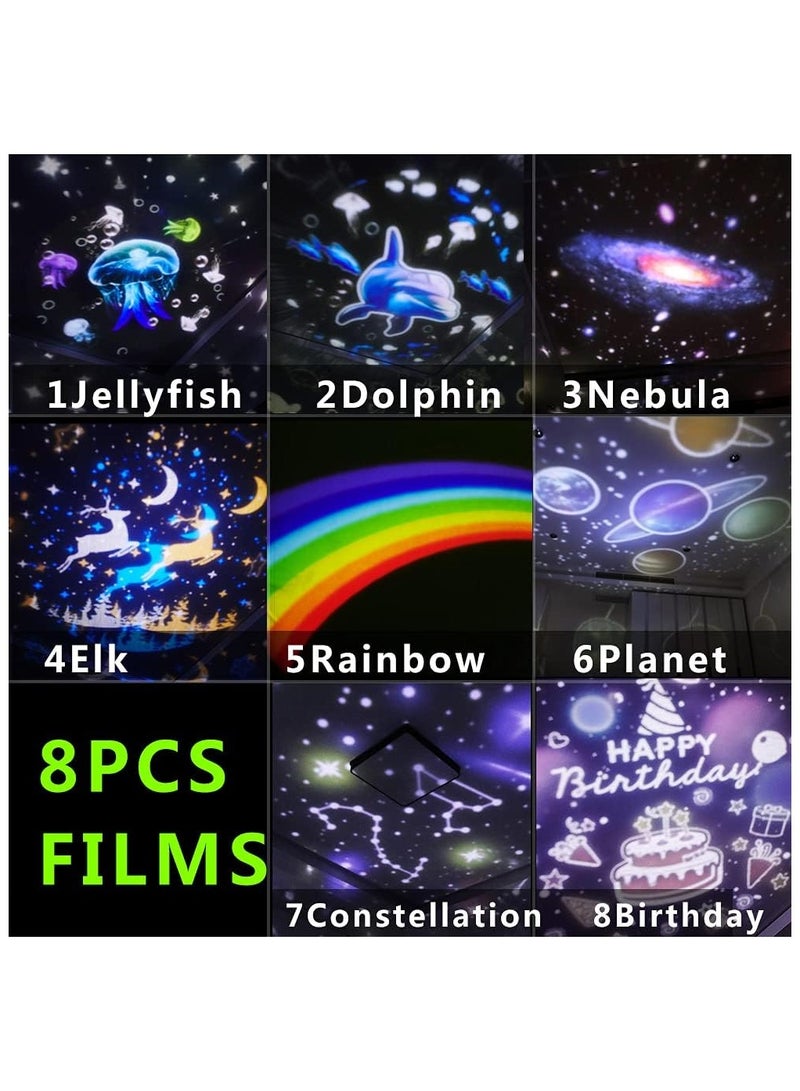 ارواق جهاز عرض ضوئي ليلي على شكل نجمة المحيط للأطفال، جهاز عرض قنديل البحر جالاكسي للأطفال، نيبولا ستار للأولاد والبنات، ضوء ليلي USB 360 درجة، مصباح إسقاط دوار - Image 2