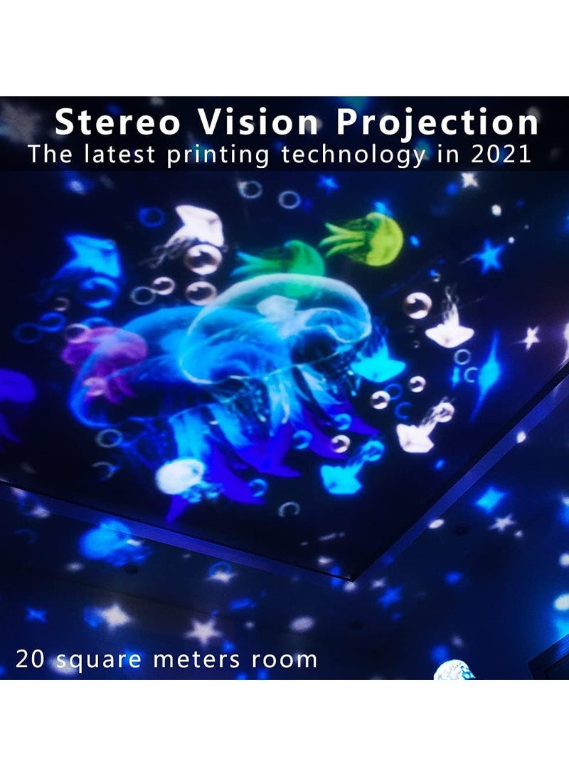 ارواق جهاز عرض ضوئي ليلي على شكل نجمة المحيط للأطفال، جهاز عرض قنديل البحر جالاكسي للأطفال، نيبولا ستار للأولاد والبنات، ضوء ليلي USB 360 درجة، مصباح إسقاط دوار - Image 4