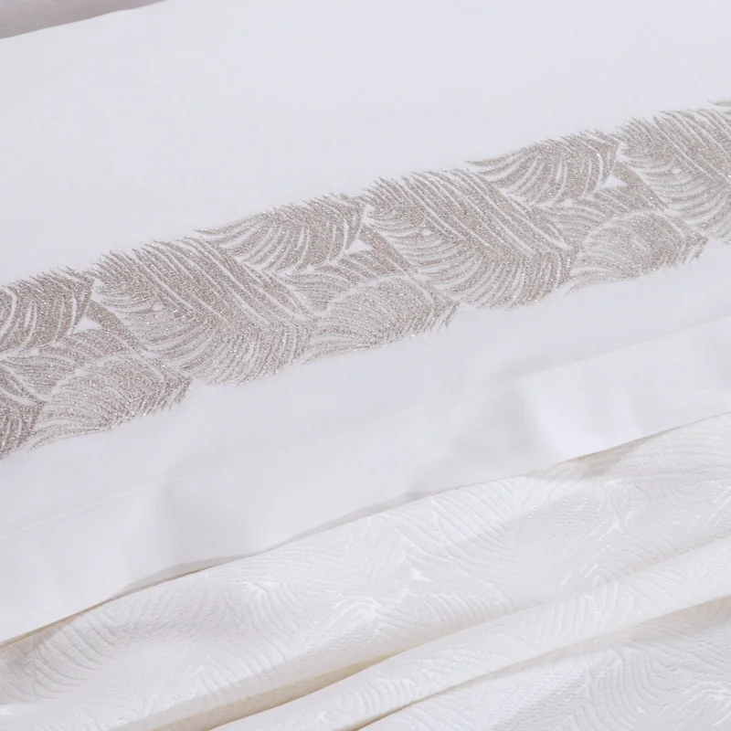 Schafer Leaves Chenille Double Bedspread Set 7 Pieces - Cream