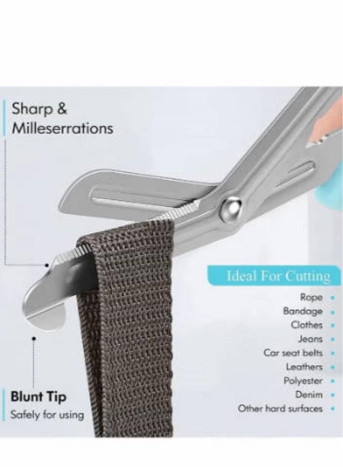 مقصات ضمادات ومقصات صدمات طبية، عبوة مكونة من قطعتين، مقص تمريض مقاس 7.5 بوصة، شريط أمان للممرضات الجراحيات والإسعافات الأولية الطارئة - Image 3