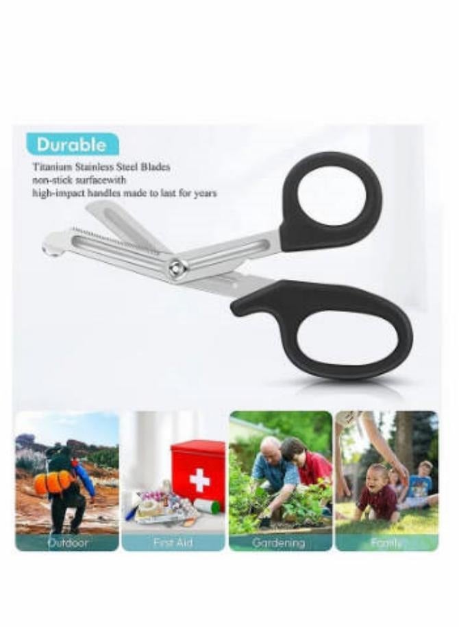 مقصات ضمادات ومقصات صدمات طبية، عبوة مكونة من قطعتين، مقص تمريض مقاس 7.5 بوصة، شريط أمان للممرضات الجراحيات والإسعافات الأولية الطارئة - Image 4