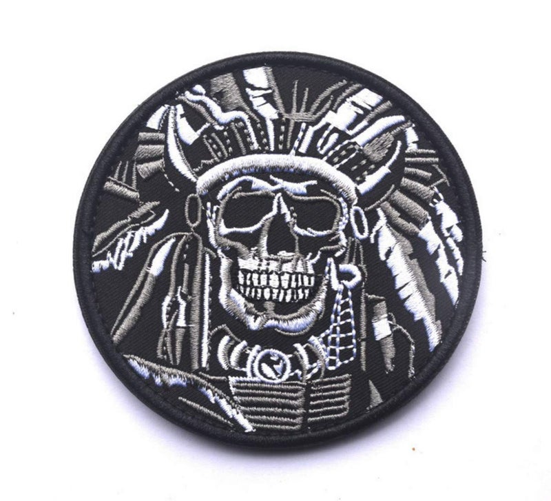 WZT Death Skull War Chief Indian USA Army Morale Military Tactical Swat Patch