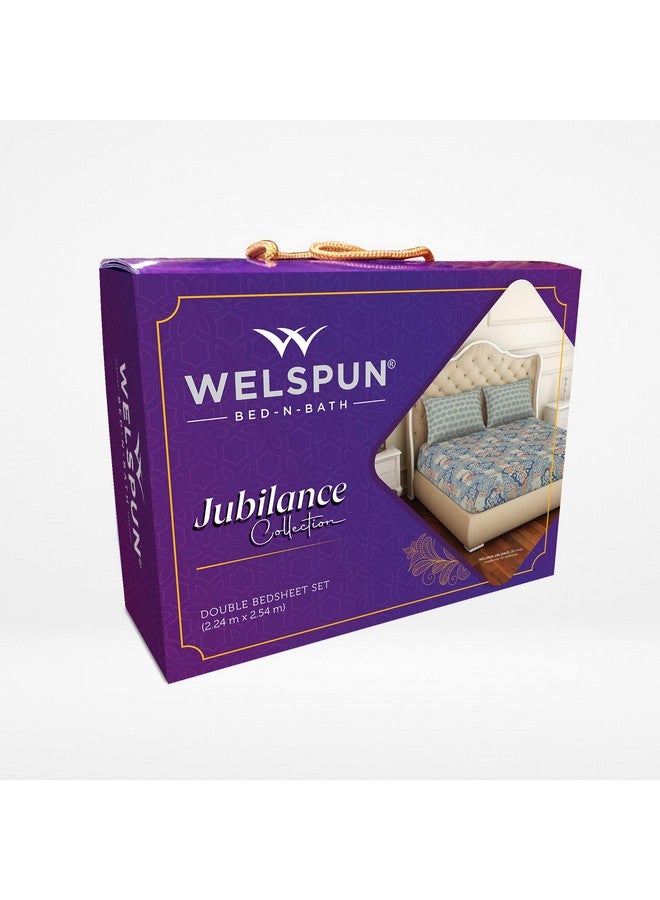 Welspun 200 TC Polycotton Bedsheet for Double Bed with 2 Pillow Cover | Super Soft Queen Size bedsheet for Diwali Gifting (Gift Box Packaging) | (90 X 100 Inch) - Ornate Violet - Image 2