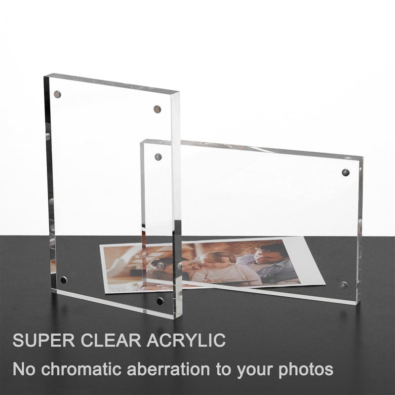 Meetu Acrylic Picture Frame 4x6 Clear Freestanding Double Sided 20mm Thickness Frameless Magnetic Photo Frames Desktop Display with Gift Box Package(1 Pack) - Image 5