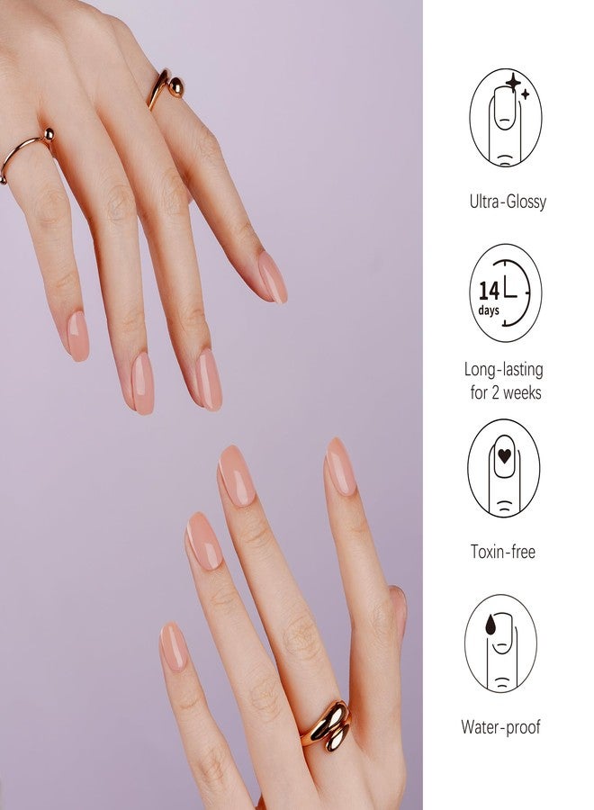 DANNI & TONI Semi Cured Gel Nail Strips (Tint Nude) Natural Solid Color Gel Nail Wraps 28 Stickers - Image 3