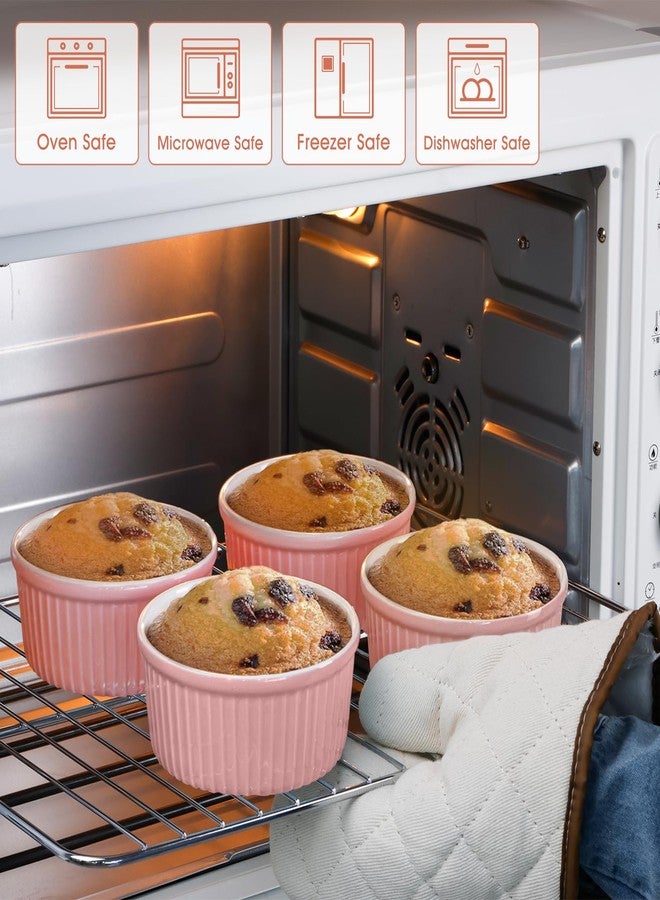 NUTRIUPS Pink Ramekins 14oz Oven Safe Set of 4, Porcelain Pudding Cups for Creme Brulee Souffle, Ceramic Ramekins Set for Baking - Image 5