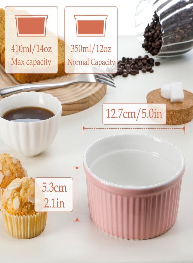 NUTRIUPS Pink Ramekins 14oz Oven Safe Set of 4, Porcelain Pudding Cups for Creme Brulee Souffle, Ceramic Ramekins Set for Baking - Image 2