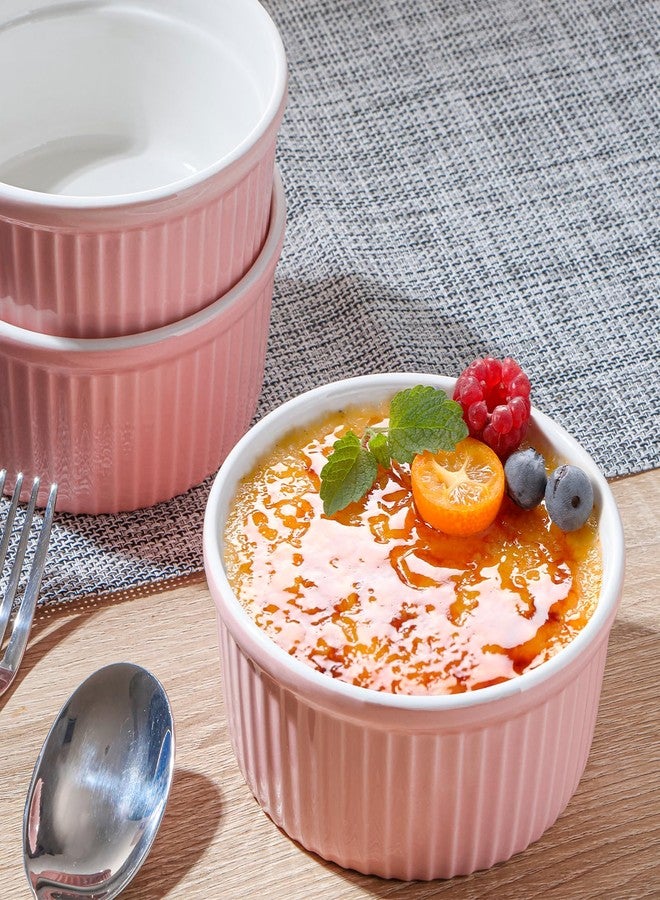 NUTRIUPS Pink Ramekins 14oz Oven Safe Set of 4, Porcelain Pudding Cups for Creme Brulee Souffle, Ceramic Ramekins Set for Baking - Image 4