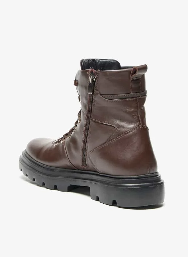 دوتشيني Men's Textured Boots with Zip Closure