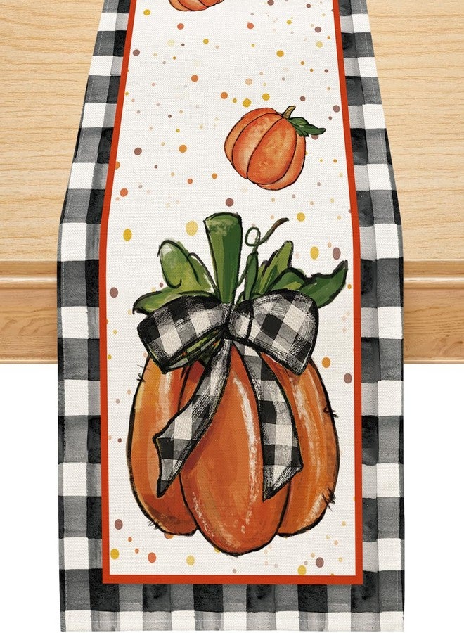 Siilues Fall Table Runner, Fall Decorations for Home Pumpkin Runner for Table Seasonal Buffalo Plaid Thanksgiving Holiday Decor for Indoor Outdoor Dining Table Decorations 13x72 Inch - Image 1