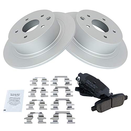 TRQ Rear Brake Pad & Rotor Kit Brake Pads Brake Rotor Ceramic Premium G-Coated Compatible with 2002-2022 Nissan Altima 2011-2017 Juke 2004-2018 Maxima 2013-2019 Sentra - Image 1