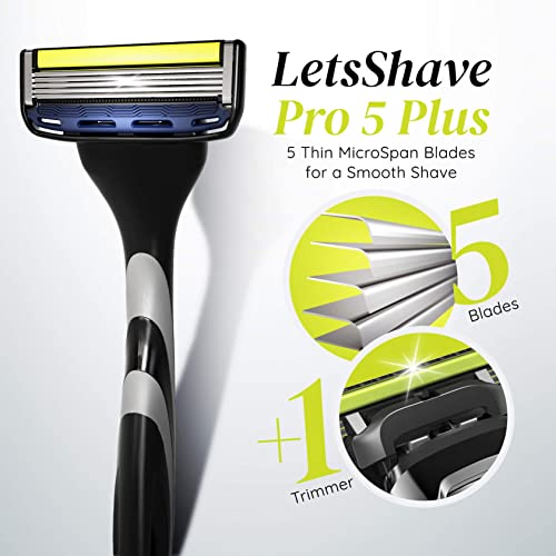 LetsShave Pro 5 Plus Manual Shaving Razor Blades Refills (Cartridge), Pack of 8, World's First Curved Blade with Vitamin E & Argan Oil Lubricating Strip, Blades for Men - Image 2