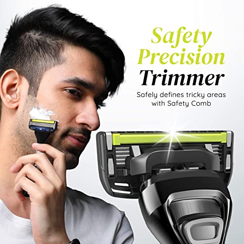 LetsShave Pro 5 Plus Manual Shaving Razor Blades Refills (Cartridge), Pack of 8, World's First Curved Blade with Vitamin E & Argan Oil Lubricating Strip, Blades for Men - Image 3