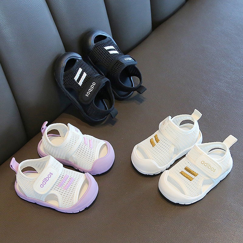 0-1 Year Old 3 Baby Sandals Toddler Shoes Non-Slip Soft Bottom Toe Baotou Baby Shoes - Image 3