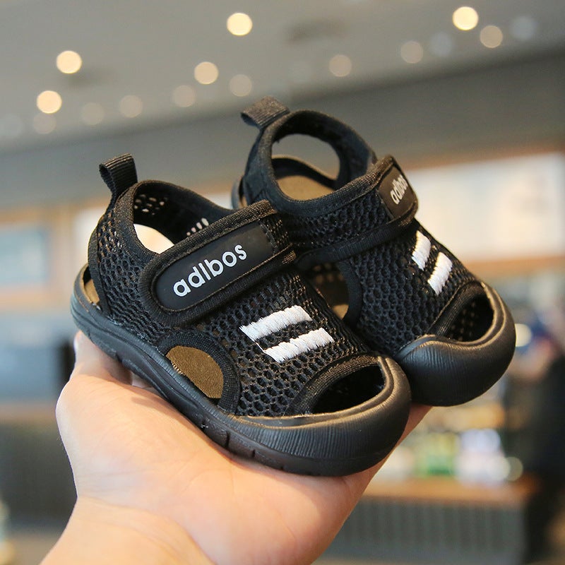 0-1 Year Old 3 Baby Sandals Toddler Shoes Non-Slip Soft Bottom Toe Baotou Baby Shoes - Image 1