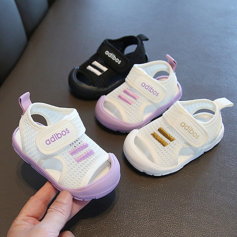 0-1 Year Old 3 Baby Sandals Toddler Shoes Non-Slip Soft Bottom Toe Baotou Baby Shoes - Image 2