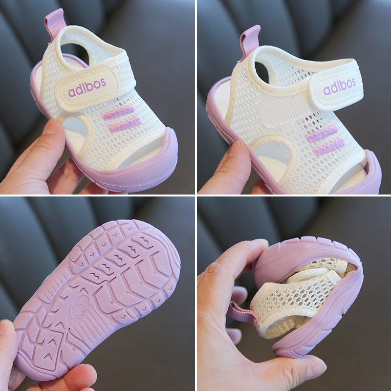 0-1 Year Old 3 Baby Sandals Toddler Shoes Non-Slip Soft Bottom Toe Baotou Baby Shoes - Image 5