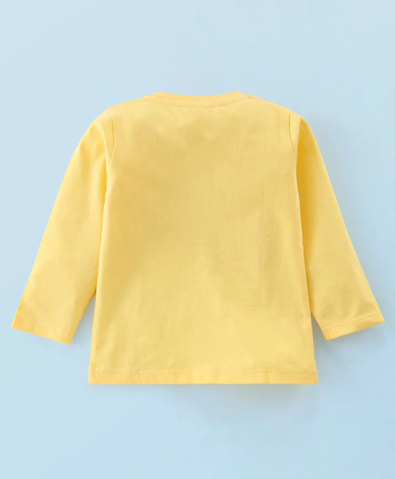 babyhug Babyhug 100% Cotton Knit Full Sleeves T-Shirt with Bear Print - Yellow
