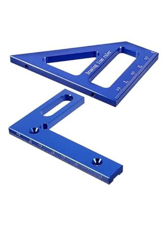Blue Multi Angle Woodworking Measuring Tool 45 90 Degree Triangle Ruler Imperial Scale - Image 1