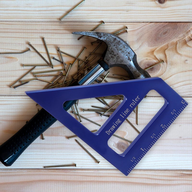 Blue Multi Angle Woodworking Measuring Tool 45 90 Degree Triangle Ruler Imperial Scale - Image 5