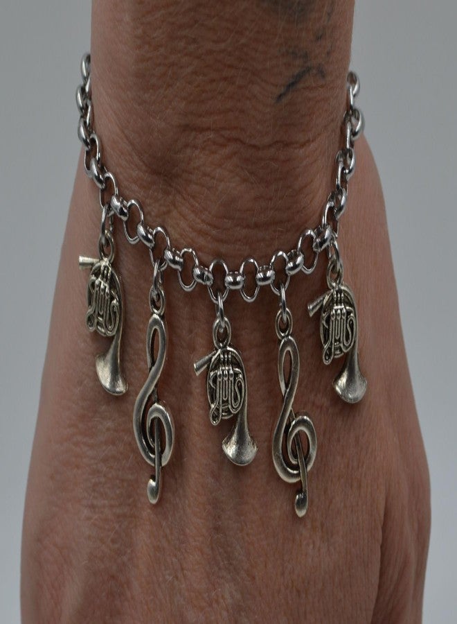 إتس أول أباوت...يو! سوار قابل للتعديل من الفولاذ المقاوم للصدأ بطول 8.5 بوصة، مزين بمفتاح صول فرنسي، قابل للتخصيص بمشابك تعليق 68Q - Image 2