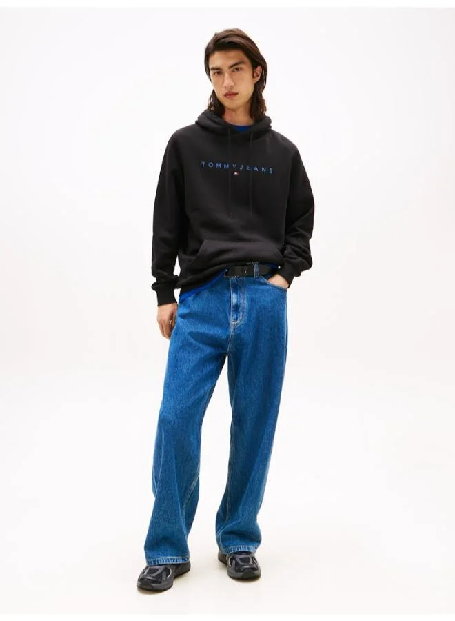 تومي جينز Linear Logo Embroidery Kangaroo Pocket Hoody