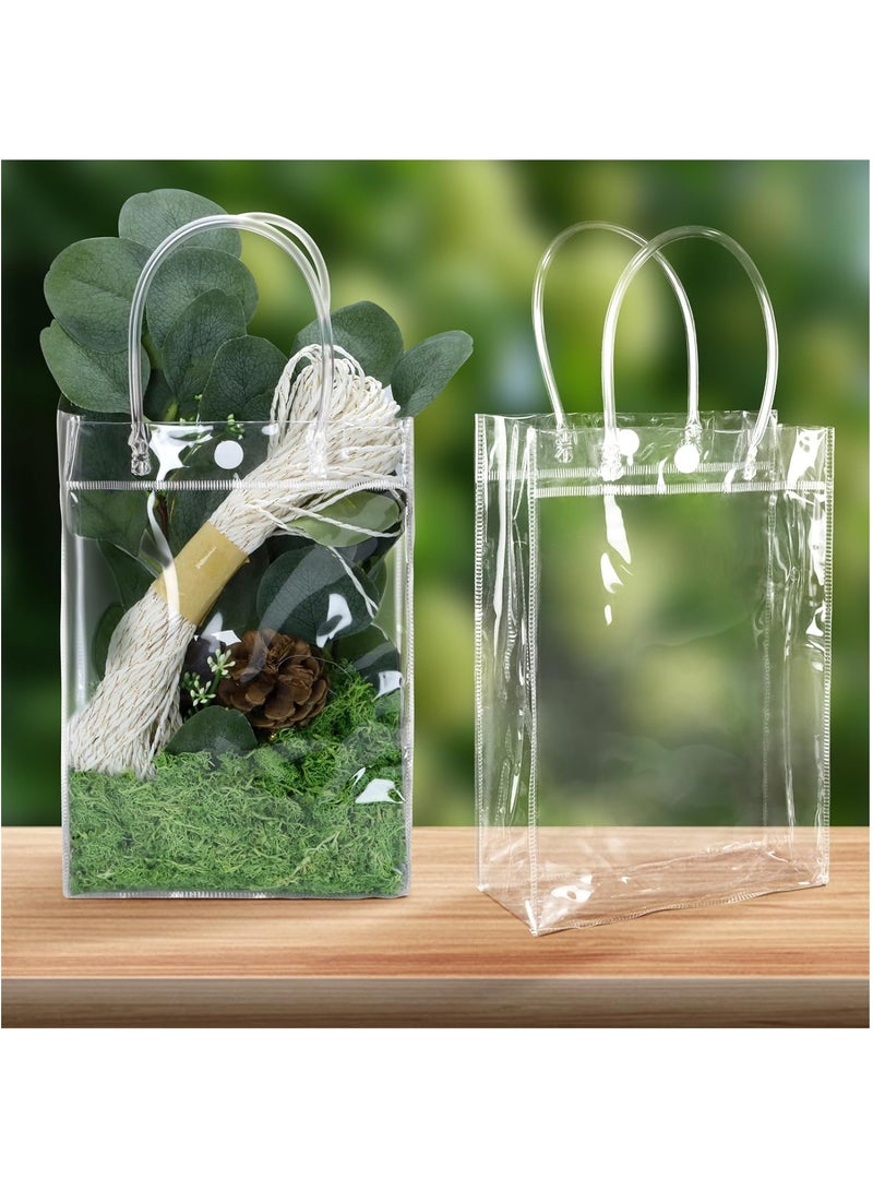 MileMelo 6 Pieces Clear PVC Gift Bags With Handles,Transparent Gift Wrap Bags, Clear Bags For Gifts, Transparent Tote Bag, Bulk Gift Bags, Reusable Gift Bags For Birthdays, Weddings, Parties 28x20x10cm - Image 4