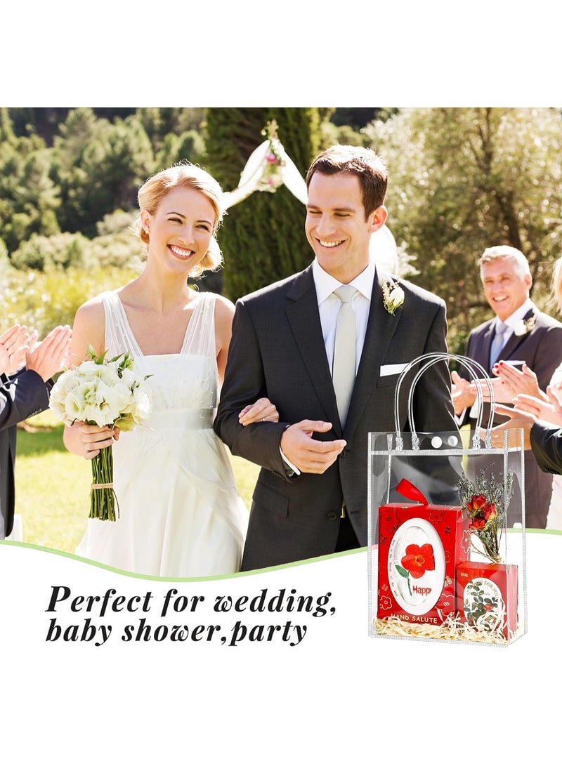 MileMelo 6 Pieces Clear PVC Gift Bags With Handles,Transparent Gift Wrap Bags, Clear Bags For Gifts, Transparent Tote Bag, Bulk Gift Bags, Reusable Gift Bags For Birthdays, Weddings, Parties 28x20x10cm - Image 5