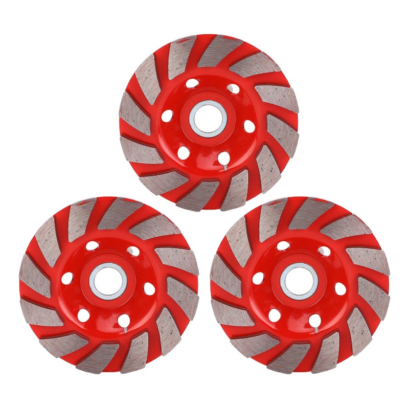 3Pcs Concrete Grinding Wheel 12 Segment Cup for Angle Grinder Polishing Stone Cement Marble 10mm Carmine - Image 1