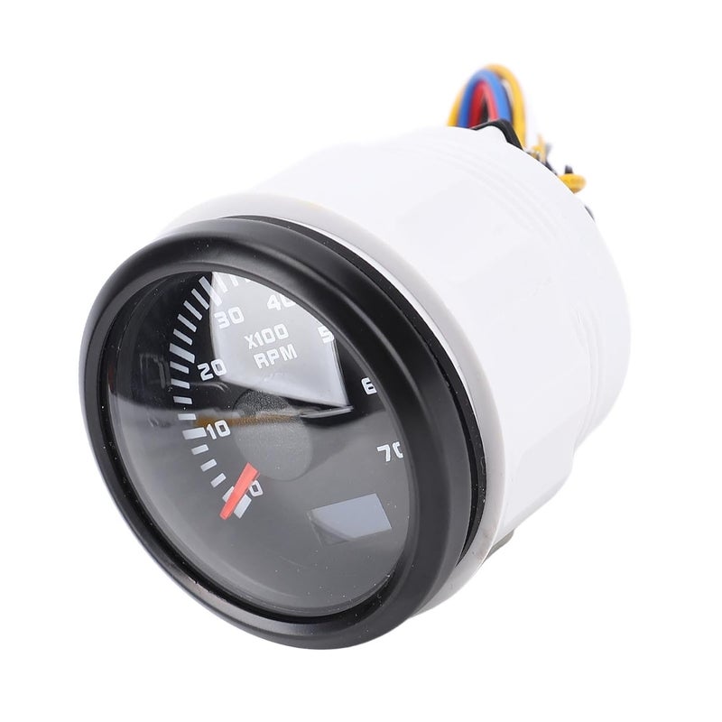 52mm Tachometer, 7000RPM Digital Tachometer with Adjustable Ratio 1.0-360 and Dual Function RPM Hourmeter, 7 Color Backlight DC 9-32V for Truck Tractor Car RV Boat (Black Dial Black Cover - Image 1