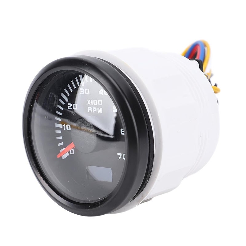 52mm Tachometer, 7000RPM Digital Tachometer with Adjustable Ratio 1.0-360 and Dual Function RPM Hourmeter, 7 Color Backlight DC 9-32V for Truck Tractor Car RV Boat (Black Dial Black Cover - Image 3