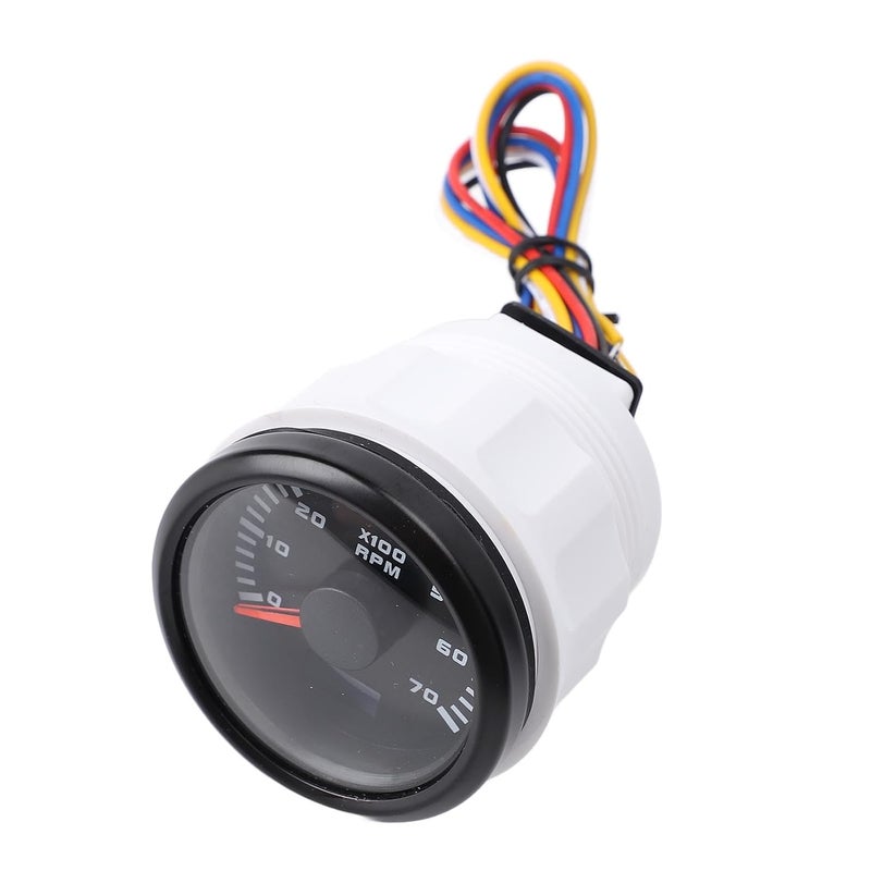 52mm Tachometer, 7000RPM Digital Tachometer with Adjustable Ratio 1.0-360 and Dual Function RPM Hourmeter, 7 Color Backlight DC 9-32V for Truck Tractor Car RV Boat (Black Dial Black Cover - Image 5