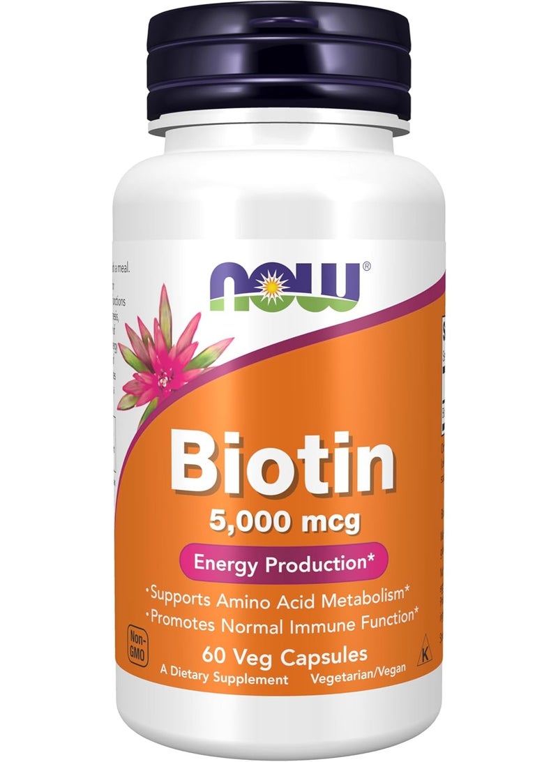 NOW Foods Biotin 5000mcg VCaps 60's - Image 1
