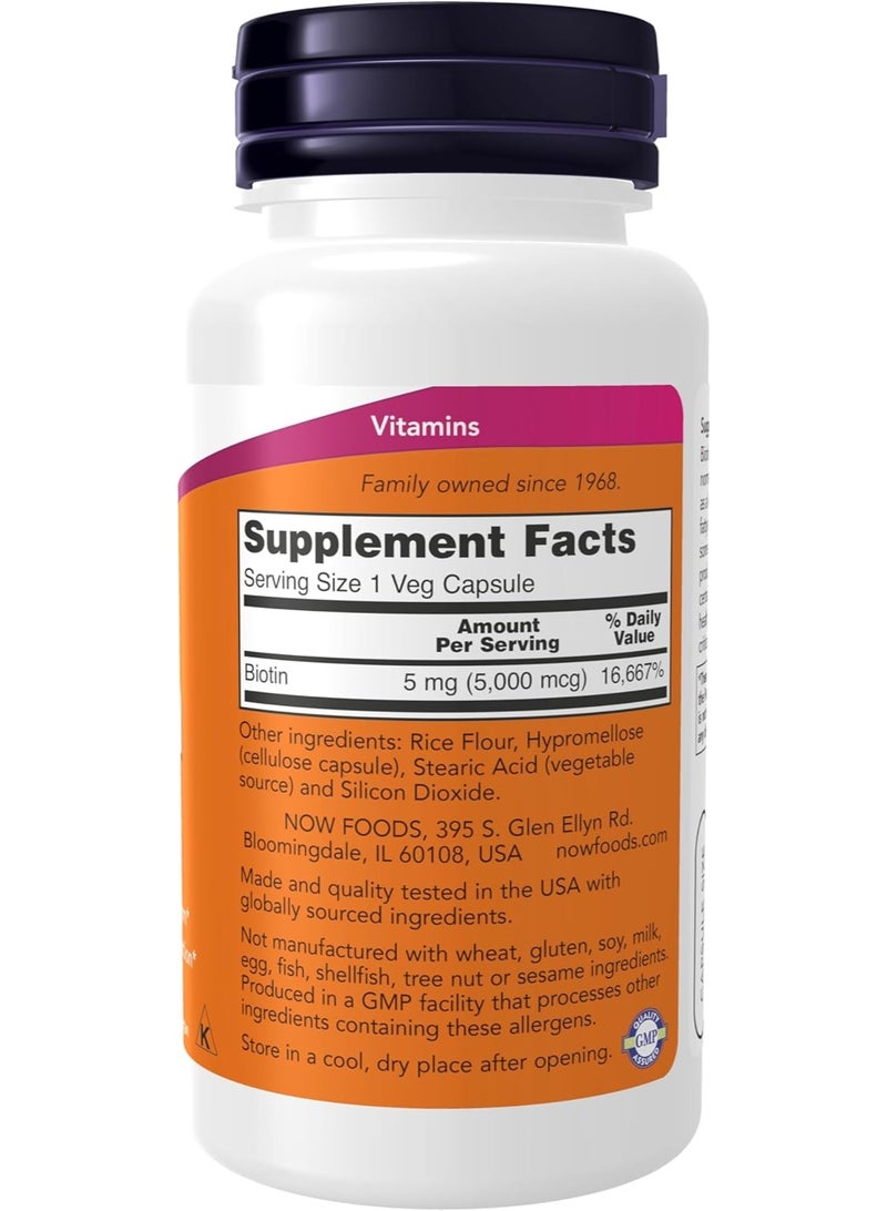 NOW Foods Biotin 5000mcg VCaps 60's - Image 2