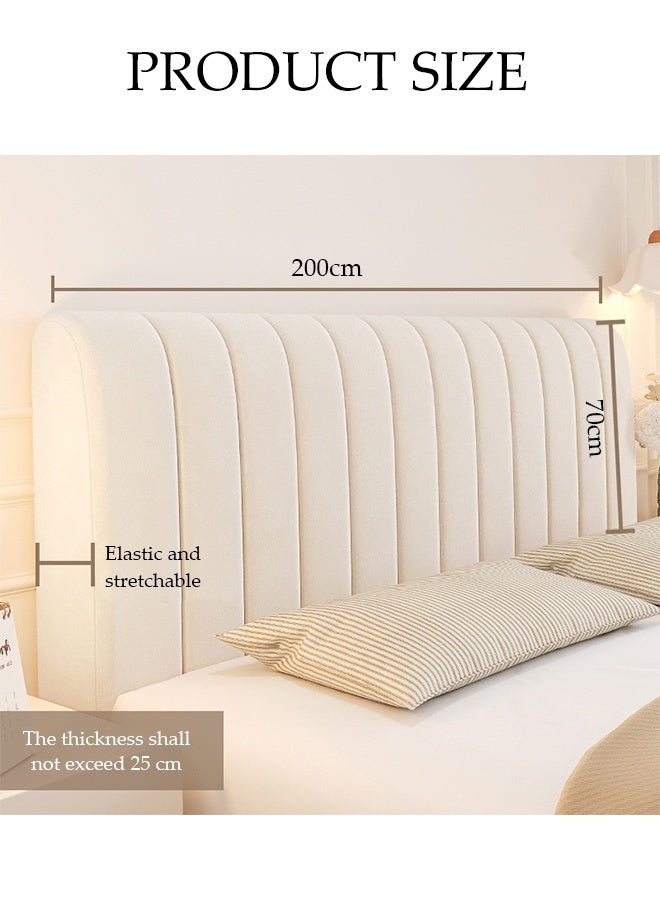 DUNISO Bed Head Cover, Anti-Collision Tatami, Full Dust-Proof Backrest Cover, Thickened Lattice Soft Cover, Suitable For Bedroom Decoration, Washable (Beige, 200cm)  - Image 2