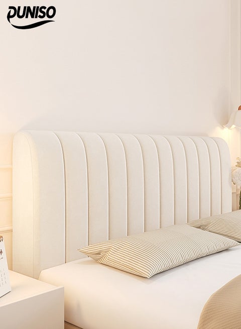غطاء رأس السرير، واقي تصادم تاتامي، غطاء ظهر سميك مضاد للغبار، غطاء ناعم مزخرف، مناسب لتزيين غرفة النوم، قابل للغسل (بيج، 200 سم)
