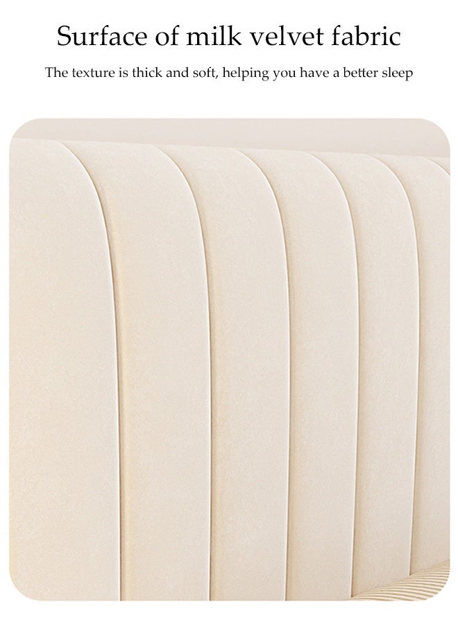 DUNISO Bed Head Cover, Anti-Collision Tatami, Full Dust-Proof Backrest Cover, Thickened Lattice Soft Cover, Suitable For Bedroom Decoration, Washable (Beige, 200cm)  - Image 5