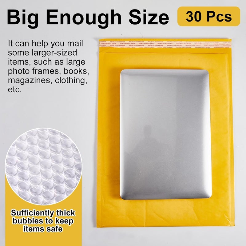 Henoyso 30 Pcs Extra Large Bubble Mailers 14 x 19 Inches Resealable Padded Envelopes Waterproof Shipping Bags Poly Padded Mailers Bulk for Mailing Packaging Small Business(Yellow) - Image 4