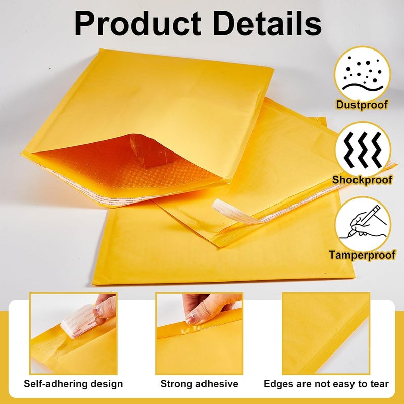 Henoyso 30 Pcs Extra Large Bubble Mailers 14 x 19 Inches Resealable Padded Envelopes Waterproof Shipping Bags Poly Padded Mailers Bulk for Mailing Packaging Small Business(Yellow) - Image 3