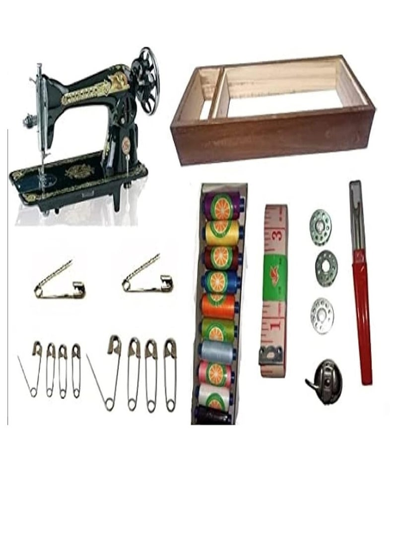سينجر ماكينة خياطة منزلية من المادة: حديد، بلد التصنيع: الهند، اللون: أسود 8 قطع - Image 1