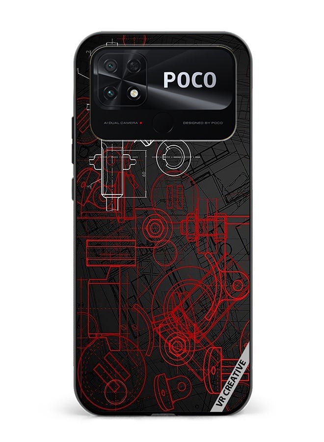 VR CREATIVE Protective Case Cover For Xiaomi Poco C40 Industrial Abstract Design Multicolour - Image 1