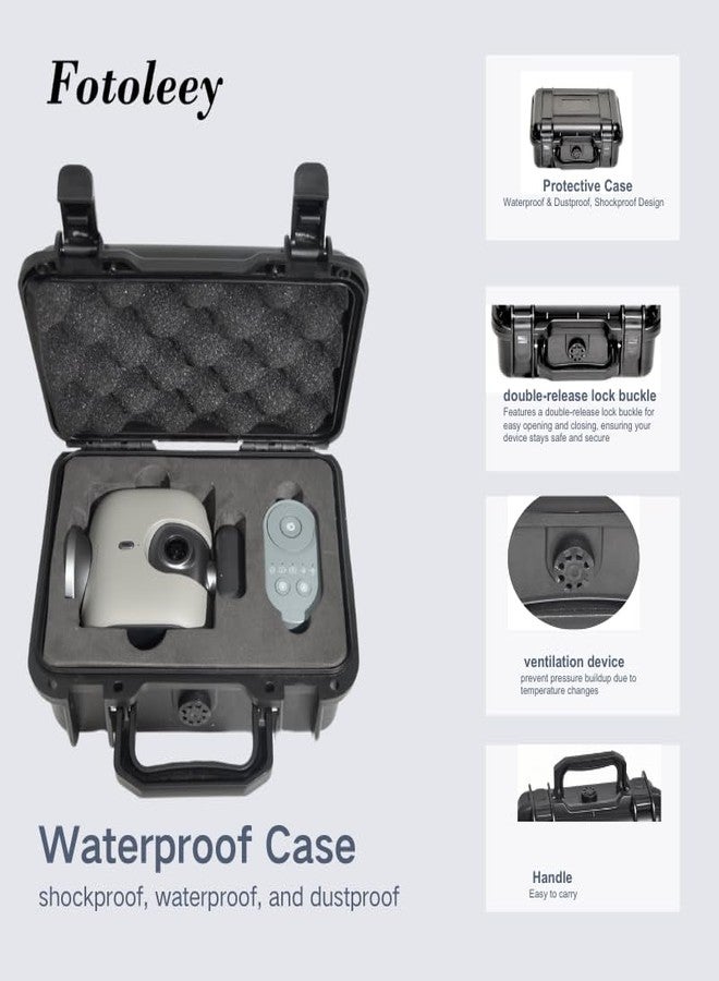 Fotoleey Portable Carrying Case for XbotGo, Waterproof, Shockproof & Dustproof, Secure Lock & Ventilation System, Durable PP Plastic with EVA Liner, Includes Mesh Pocket, for Storage & Travel - Image 2