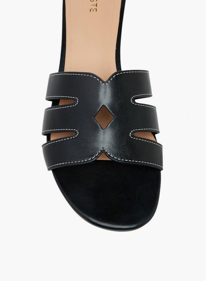 سيليست صنادل نسائية بكعب قطة وحزام مقصوص سهل الارتداء - Image 4