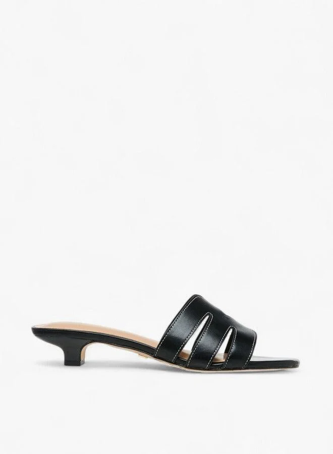 سيليست صنادل نسائية بكعب قطة وحزام مقصوص سهل الارتداء