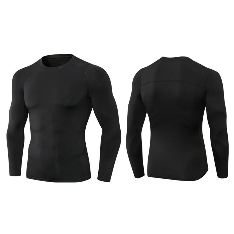 3pcs Men's Athletic Long Sleeve Compression Shirts Quick Dry Workout T-Shirt Running Tops - Image 4